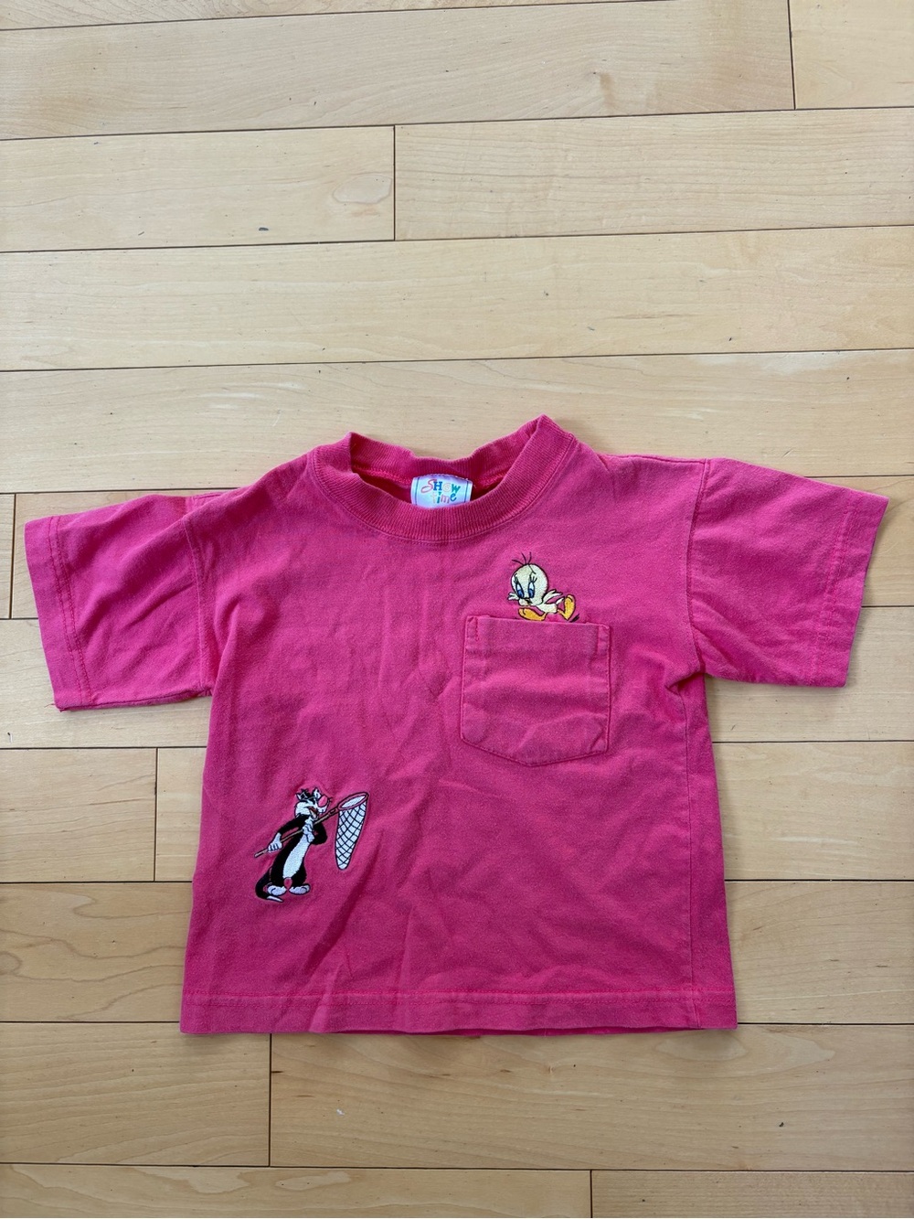 Vintage Pink Tweety & Sylvester Pocket Tee - Kids T Shirt Looney Tunes